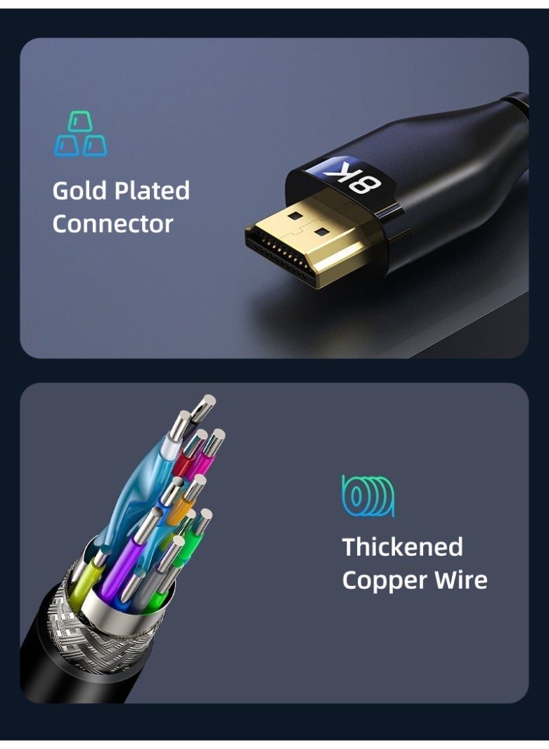 CABLETIME HIGH SPEED 8K HDMI CABLE 48GBPS COMPATABLE WITH PROJECTOR PS3 XBOX - Image 2